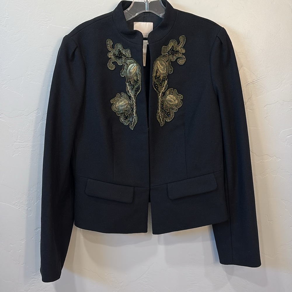 Banana Republic Wool black with gold embroidered jacket - Picture 2 of 9